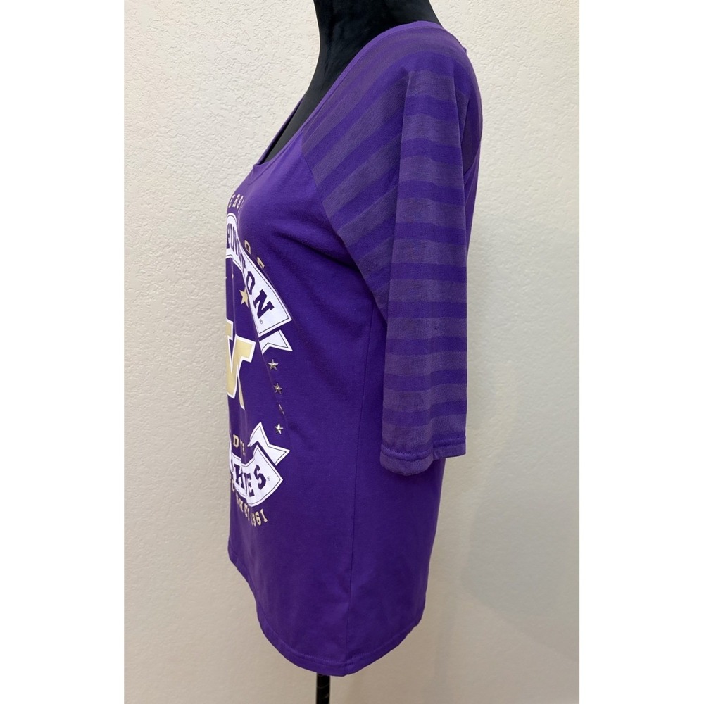 Women's University of Washington Huskies Purple 3/4 Sleeve Football Shirt Large - Picture 3 of 10